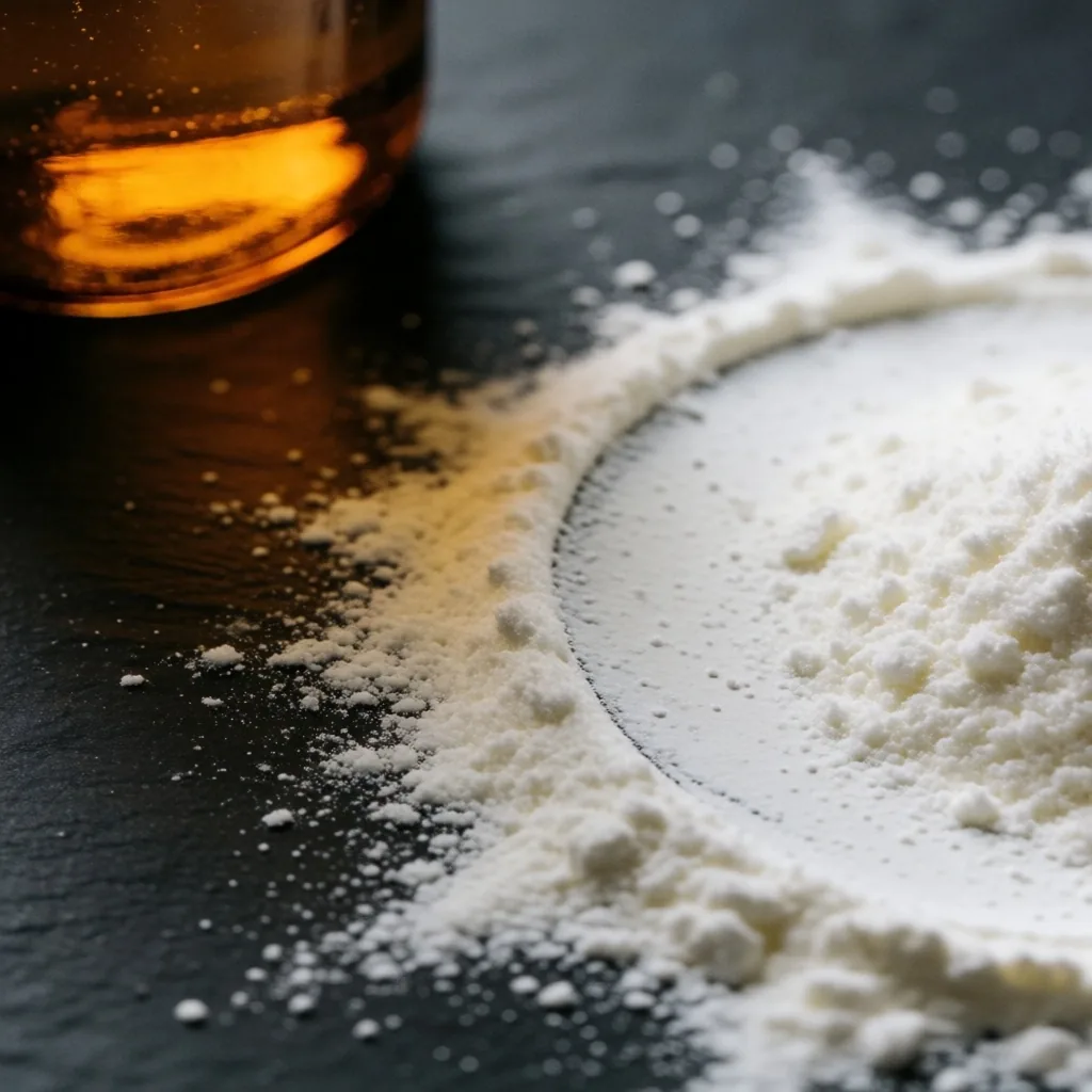 Supplement powder texture on dark surface