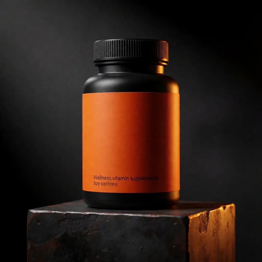 Immune Harmony supplement bottle on a dark metal surface