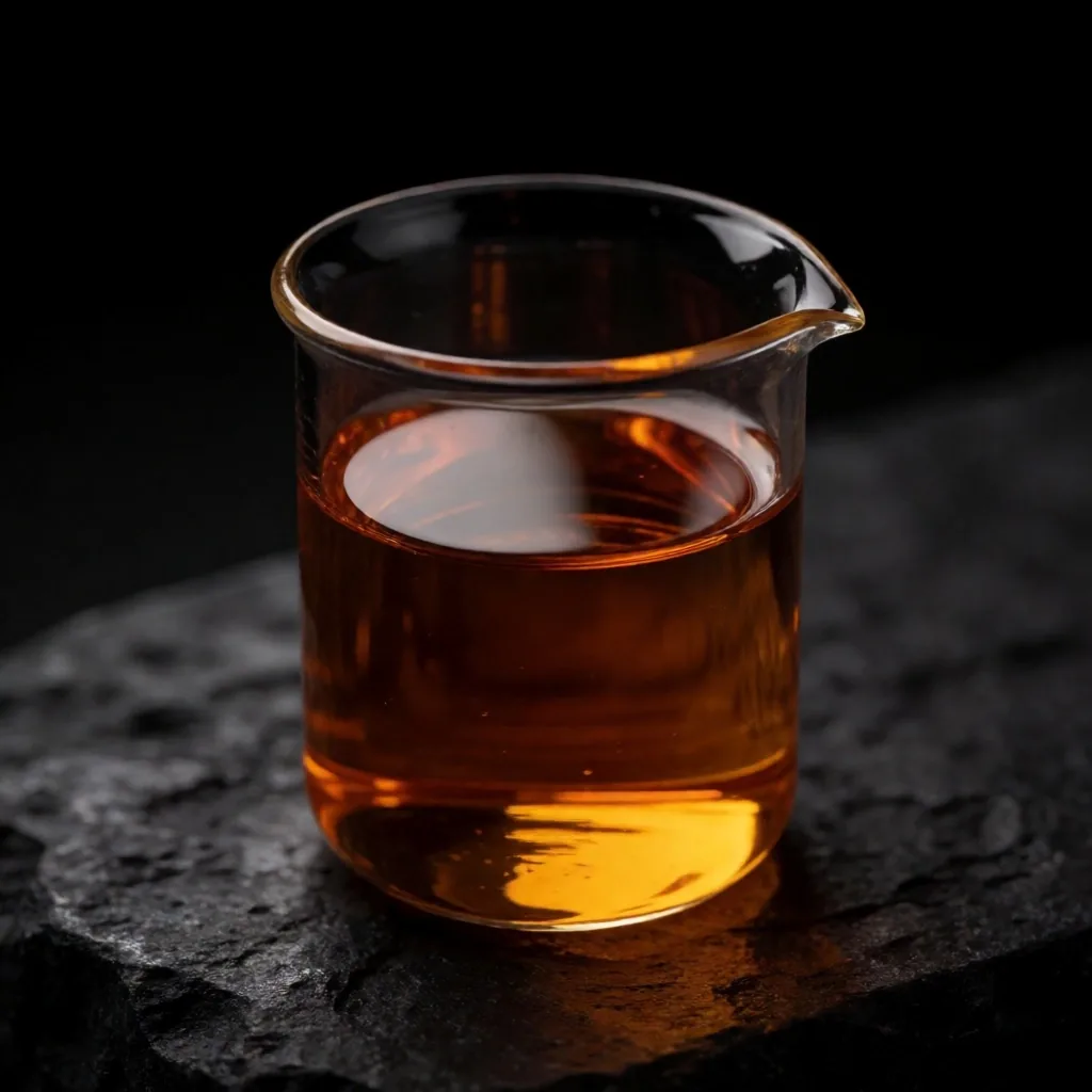 Glass beaker on a matte graphite surface